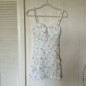 For love and lemons White Floral Mini Dress NWOT